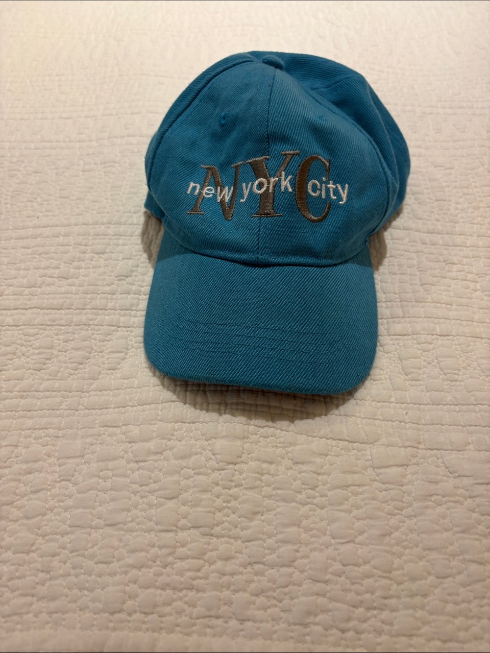 NYC Embroidered Kids Cap in Teal